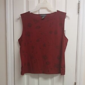 Valerie Stevens Burgundy Floral Tank Top